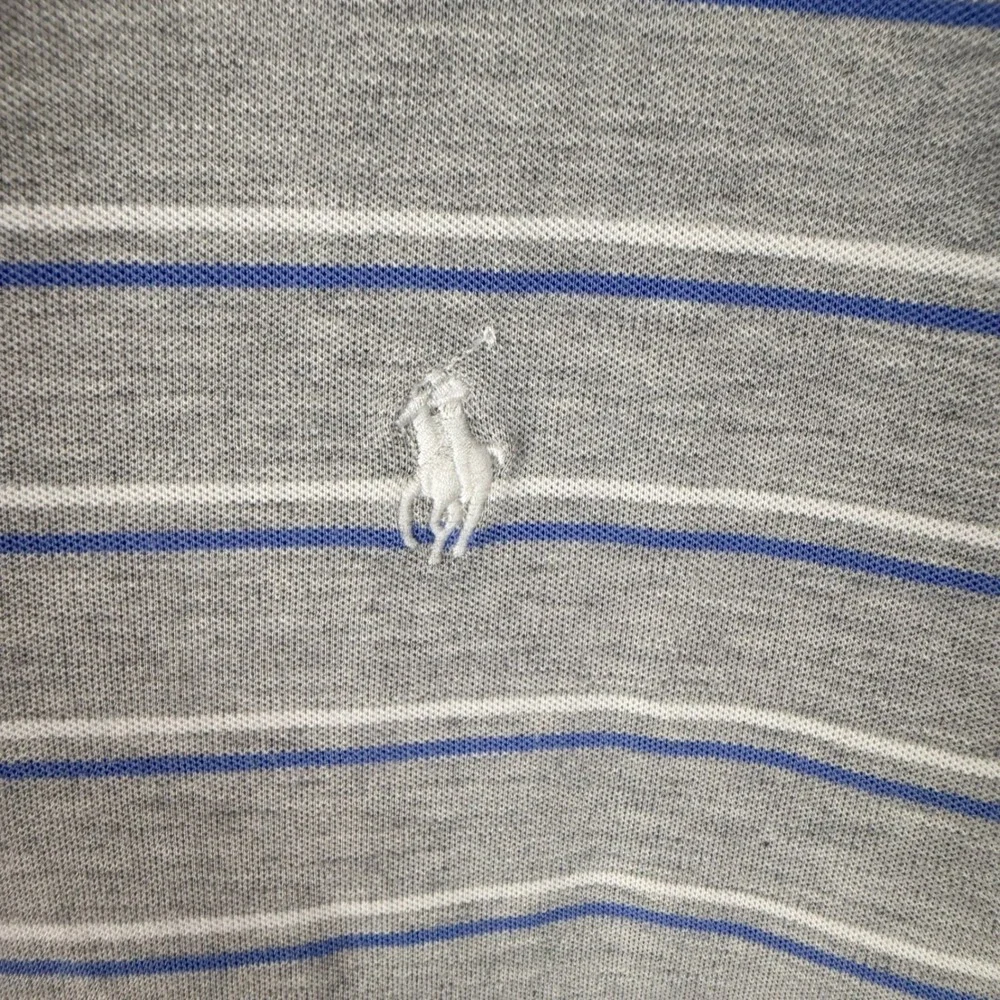 Polo Golf Ralph Lauren Mens XL Pro Fit Striped Polo Shirt Grey Blue Short Sleeve